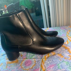 New Zara black leather booties size 38